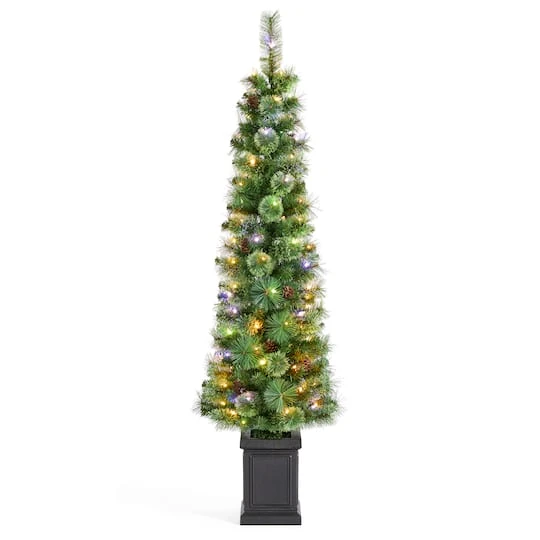 Glitzhome® 5ft Pre-Lit Green Cashmere Pine Christmas Porch Tree, Multi-color LED Lights 3 Glitzhome® 5ft Pre-Lit Green Cashmere Pine Christmas Porch Tree, Multi-color LED Lights