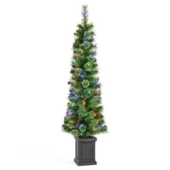 Glitzhome® 5ft Pre-Lit Green Cashmere Pine Christmas Porch Tree, Multi-color LED Lights 16 Glitzhome® 5ft Pre-Lit Green Cashmere Pine Christmas Porch Tree, Multi-color LED Lights -Northlight Shop D855078S 5