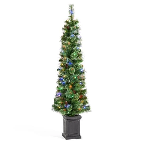 Glitzhome® 5ft Pre-Lit Green Cashmere Pine Christmas Porch Tree, Multi-color LED Lights 8 Glitzhome® 5ft Pre-Lit Green Cashmere Pine Christmas Porch Tree, Multi-color LED Lights - Image 6