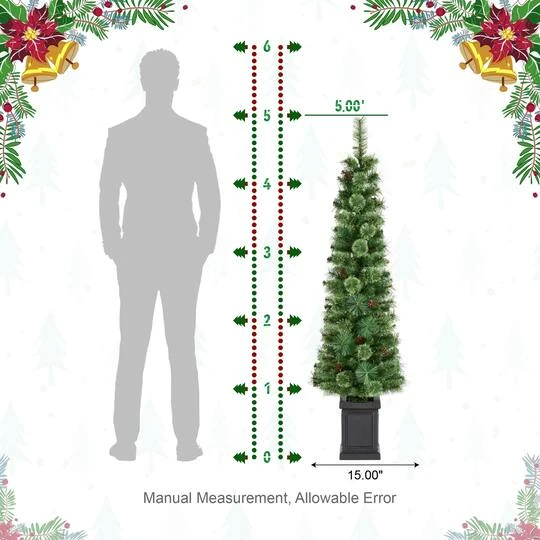 Glitzhome® 5ft Pre-Lit Green Cashmere Pine Christmas Porch Tree, Multi-color LED Lights 11 Glitzhome® 5ft Pre-Lit Green Cashmere Pine Christmas Porch Tree, Multi-color LED Lights - Image 9