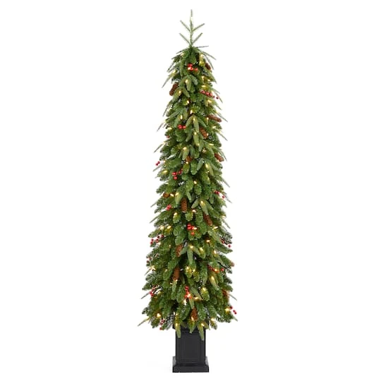 Glitzhome® 6ft Pre-lit Green Artificial Christmas Porch Tree, Warm White Lights 4 Glitzhome® 6ft Pre-lit Green Artificial Christmas Porch Tree, Warm White Lights - Image 2