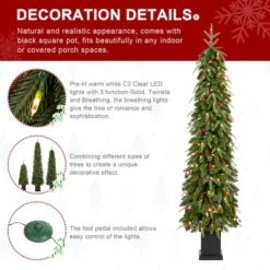 Glitzhome® 6ft Pre-lit Green Artificial Christmas Porch Tree, Warm White Lights 18 Glitzhome® 6ft Pre-lit Green Artificial Christmas Porch Tree, Warm White Lights -Northlight Shop D855084S 7