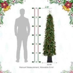 Glitzhome® 6ft Pre-lit Green Artificial Christmas Porch Tree, Warm White Lights 19 Glitzhome® 6ft Pre-lit Green Artificial Christmas Porch Tree, Warm White Lights -Northlight Shop D855084S 8