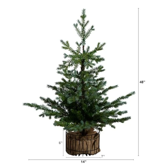 3ft. Pre-Lit Artificial Christmas Tree In Jute Wire Planter With 30 Warm White LED Lights 5 3ft. Pre-Lit Artificial Christmas Tree In Jute Wire Planter With 30 Warm White LED Lights - Image 3