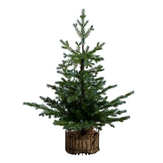 3ft. Pre-Lit Artificial Christmas Tree In Jute Wire Planter With 30 Warm White LED Lights 6 3ft. Pre-Lit Artificial Christmas Tree In Jute Wire Planter With 30 Warm White LED Lights - Image 4