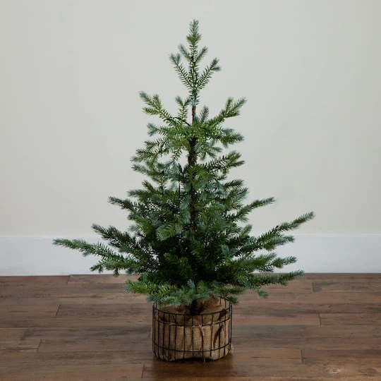 3ft. Pre-Lit Artificial Christmas Tree In Jute Wire Planter With 30 Warm White LED Lights 11 3ft. Pre-Lit Artificial Christmas Tree In Jute Wire Planter With 30 Warm White LED Lights - Image 9