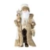 Glitzhome® 18"H Faux Fur Christmas Brown Woodland Santa Figurine With Porcelain Face -Northlight Shop D857006S 1