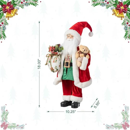 Glitzhome® 18"H Faux Fur Christmas Traditional Santa Figurine With Porcelain Face 11 Glitzhome® 18"H Faux Fur Christmas Traditional Santa Figurine With Porcelain Face - Image 9