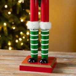 Glitzhome® 23.5"H Wooden Christmas Elf Dog Nutcracker 16 Glitzhome® 23.5"H Wooden Christmas Elf Dog Nutcracker -Northlight Shop D857027S 5