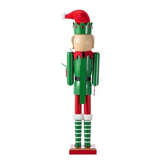 Glitzhome® 23.5"H Wooden Christmas Elf Dog Nutcracker 10 Glitzhome® 23.5"H Wooden Christmas Elf Dog Nutcracker - Image 8
