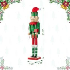 Glitzhome® 23.5"H Wooden Christmas Elf Dog Nutcracker 19 Glitzhome® 23.5"H Wooden Christmas Elf Dog Nutcracker -Northlight Shop D857027S 8