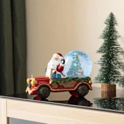 Glitzhome® 100mm Christmas Resin Lighted Musical Snowflakes Santa Car Waterglobe 13 Glitzhome® 100mm Christmas Resin Lighted Musical Snowflakes Santa Car Waterglobe -Northlight Shop D857099S 2