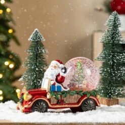 Glitzhome® 100mm Christmas Resin Lighted Musical Snowflakes Santa Car Waterglobe 14 Glitzhome® 100mm Christmas Resin Lighted Musical Snowflakes Santa Car Waterglobe -Northlight Shop D857099S 3