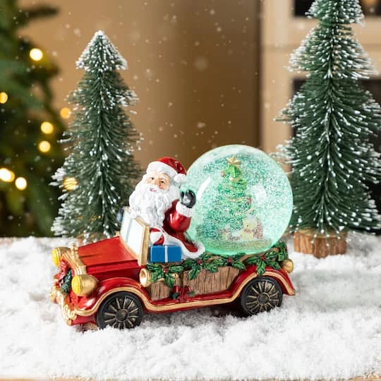 Glitzhome® 100mm Christmas Resin Lighted Musical Snowflakes Santa Car Waterglobe 7 Glitzhome® 100mm Christmas Resin Lighted Musical Snowflakes Santa Car Waterglobe - Image 5