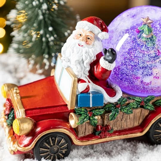 Glitzhome® 100mm Christmas Resin Lighted Musical Snowflakes Santa Car Waterglobe 8 Glitzhome® 100mm Christmas Resin Lighted Musical Snowflakes Santa Car Waterglobe - Image 6