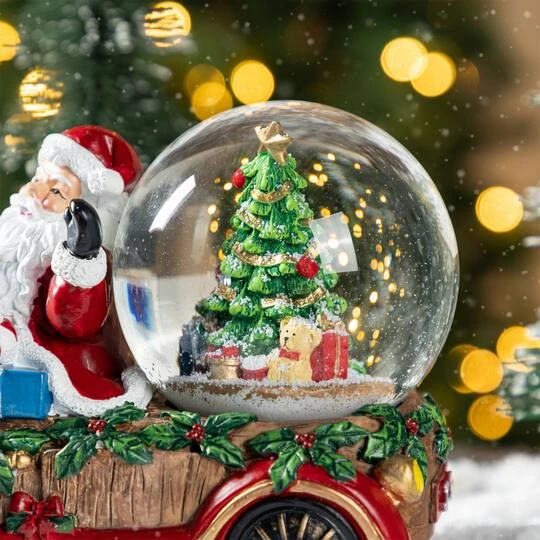 Glitzhome® 100mm Christmas Resin Lighted Musical Snowflakes Santa Car Waterglobe 9 Glitzhome® 100mm Christmas Resin Lighted Musical Snowflakes Santa Car Waterglobe - Image 7