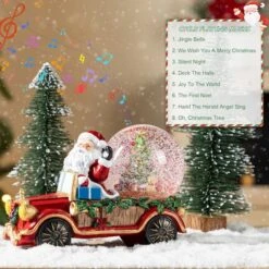 Glitzhome® 100mm Christmas Resin Lighted Musical Snowflakes Santa Car Waterglobe 18 Glitzhome® 100mm Christmas Resin Lighted Musical Snowflakes Santa Car Waterglobe -Northlight Shop D857099S 7