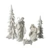 Glitzhome® 5-Piece White & Gold Resin Holy Family With Christmas Trees Set 1 Glitzhome® 5-Piece White & Gold Resin Holy Family With Christmas Trees Set -Northlight Shop D857119S 1