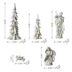 Glitzhome® 5-Piece White & Gold Resin Holy Family With Christmas Trees Set 19 Glitzhome® 5-Piece White & Gold Resin Holy Family With Christmas Trees Set -Northlight Shop D857119S 8