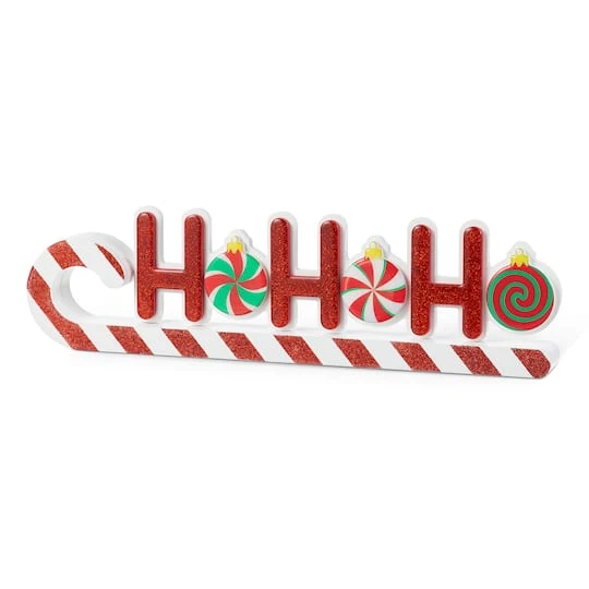 Glitzhome® 19" Christmas Wooden Epoxy HOHOHO Candy Cane Table Decor 4 Glitzhome® 19" Christmas Wooden Epoxy HOHOHO Candy Cane Table Decor - Image 2