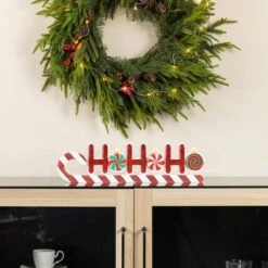 Glitzhome® 19" Christmas Wooden Epoxy HOHOHO Candy Cane Table Decor 13 Glitzhome® 19" Christmas Wooden Epoxy HOHOHO Candy Cane Table Decor -Northlight Shop D857124S 2