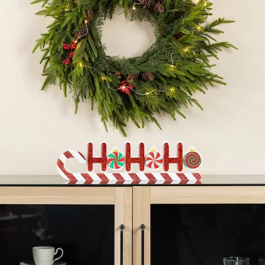 Glitzhome® 19" Christmas Wooden Epoxy HOHOHO Candy Cane Table Decor 5 Glitzhome® 19" Christmas Wooden Epoxy HOHOHO Candy Cane Table Decor - Image 3