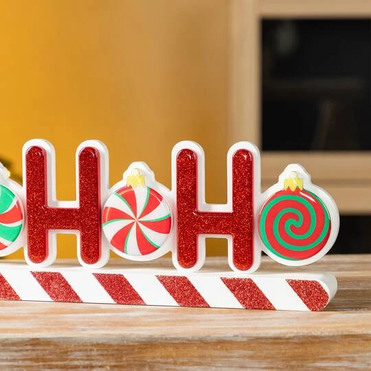 Glitzhome® 19" Christmas Wooden Epoxy HOHOHO Candy Cane Table Decor 8 Glitzhome® 19" Christmas Wooden Epoxy HOHOHO Candy Cane Table Decor - Image 6