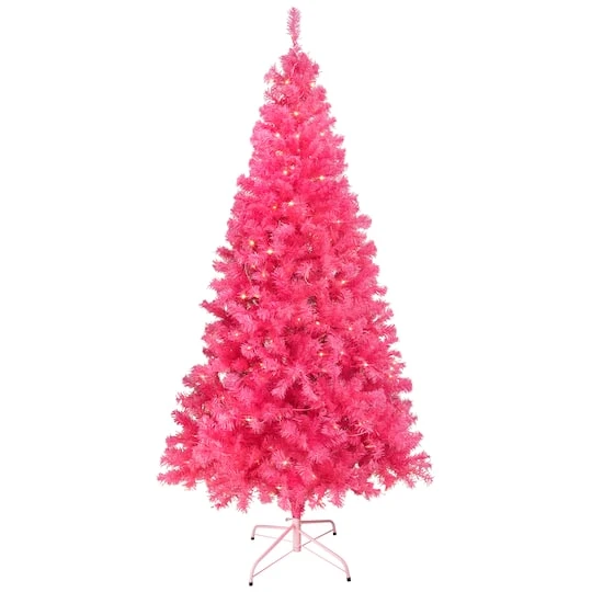 Northlight 9ft. Pre-Lit Pink Tinsel Artificial Christmas Tree, Clear Lights 3 Northlight 9ft. Pre-Lit Pink Tinsel Artificial Christmas Tree, Clear Lights