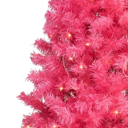 Northlight 9ft. Pre-Lit Pink Tinsel Artificial Christmas Tree, Clear Lights 5 Northlight 9ft. Pre-Lit Pink Tinsel Artificial Christmas Tree, Clear Lights - Image 3