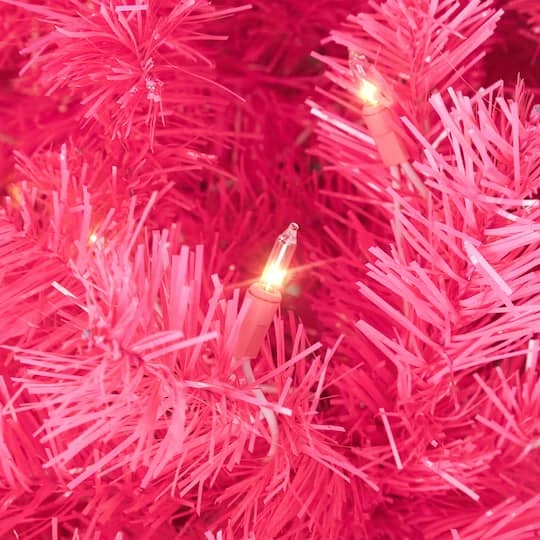 Northlight 9ft. Pre-Lit Pink Tinsel Artificial Christmas Tree, Clear Lights 7 Northlight 9ft. Pre-Lit Pink Tinsel Artificial Christmas Tree, Clear Lights - Image 5