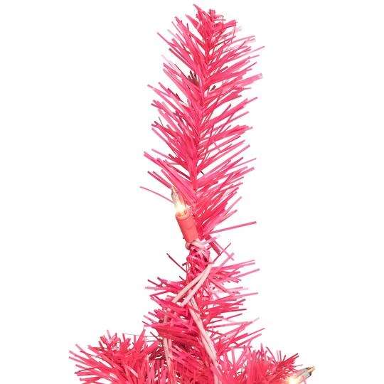 Northlight 9ft. Pre-Lit Pink Tinsel Artificial Christmas Tree, Clear Lights 8 Northlight 9ft. Pre-Lit Pink Tinsel Artificial Christmas Tree, Clear Lights - Image 6