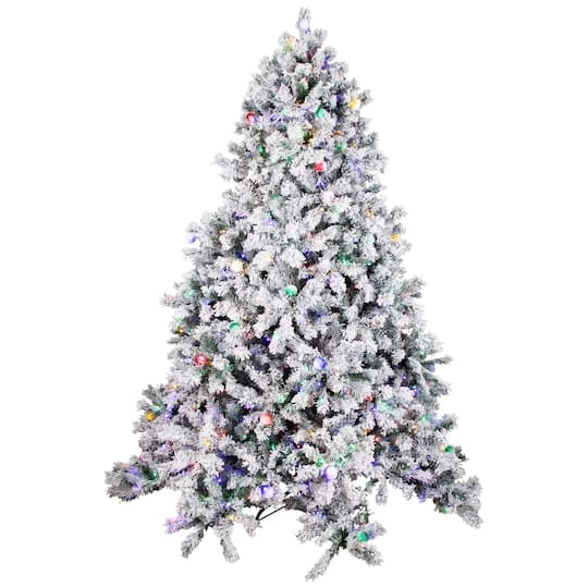 Northlight 7.5ft. Pre-Lit Flocked Glacier Pine Artificial Christmas Tree, Multicolor LED Lights 4 Northlight 7.5ft. Pre-Lit Flocked Glacier Pine Artificial Christmas Tree, Multicolor LED Lights - Image 2