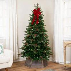 Northlight 6.5ft. Pre-Lit Real Touch™ Mixed Noble Spruce Artificial Christmas Tree With Pinecones & Red Berries, Clear Lights 11 Northlight 6.5ft. Pre-Lit Real Touch™ Mixed Noble Spruce Artificial Christmas Tree With Pinecones & Red Berries, Clear Lights -Northlight Shop D859029S 1