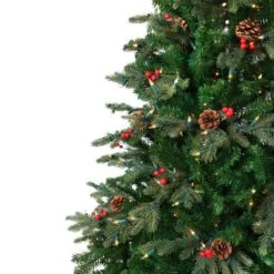 Northlight 6.5ft. Pre-Lit Real Touch™ Mixed Noble Spruce Artificial Christmas Tree With Pinecones & Red Berries, Clear Lights 13 Northlight 6.5ft. Pre-Lit Real Touch™ Mixed Noble Spruce Artificial Christmas Tree With Pinecones & Red Berries, Clear Lights -Northlight Shop D859029S 4