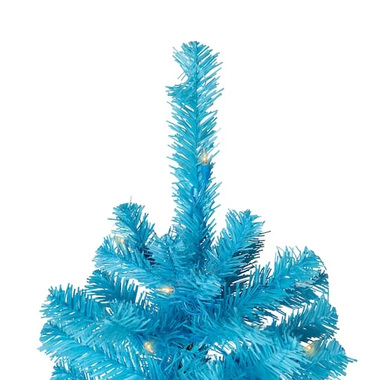 Northlight 6ft. Pre-Lit Medium Sky Blue Pine Artificial Christmas Tree, Clear Lights 6 Northlight 6ft. Pre-Lit Medium Sky Blue Pine Artificial Christmas Tree, Clear Lights - Image 4