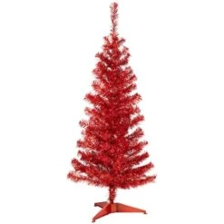 Northlight 4ft. Unlit Red Artificial Tinsel Christmas Tree 11 Northlight 4ft. Unlit Red Artificial Tinsel Christmas Tree -Northlight Shop D859153S 2 1