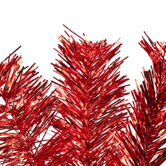 Northlight 4ft. Unlit Red Artificial Tinsel Christmas Tree 6 Northlight 4ft. Unlit Red Artificial Tinsel Christmas Tree - Image 4
