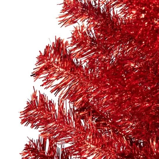 Northlight 4ft. Unlit Red Artificial Tinsel Christmas Tree 7 Northlight 4ft. Unlit Red Artificial Tinsel Christmas Tree - Image 5
