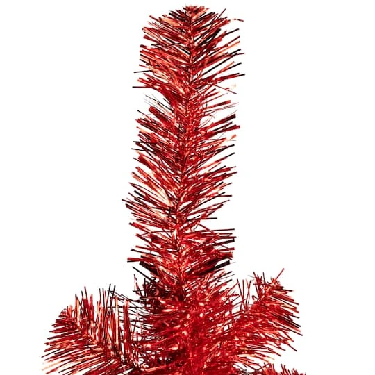 Northlight 4ft. Unlit Red Artificial Tinsel Christmas Tree 8 Northlight 4ft. Unlit Red Artificial Tinsel Christmas Tree - Image 6