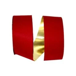 JAM Paper 2.5" X 25yd. Velvet Gold Back Ribbon Burgundy -Northlight Shop M20009424 1