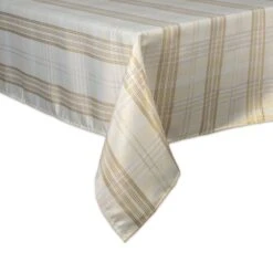 DII® Cream Metallic Plaid Tablecloth 11 DII® Cream Metallic Plaid Tablecloth -Northlight Shop M20014648 4
