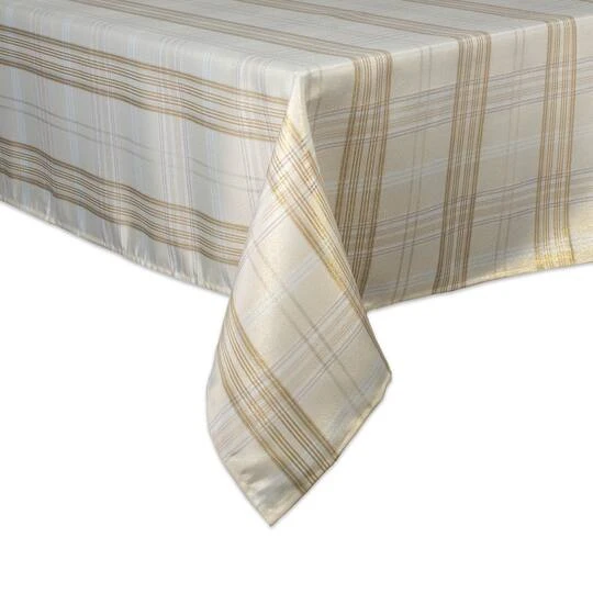 DII® Cream Metallic Plaid Tablecloth 7 DII® Cream Metallic Plaid Tablecloth - Image 5