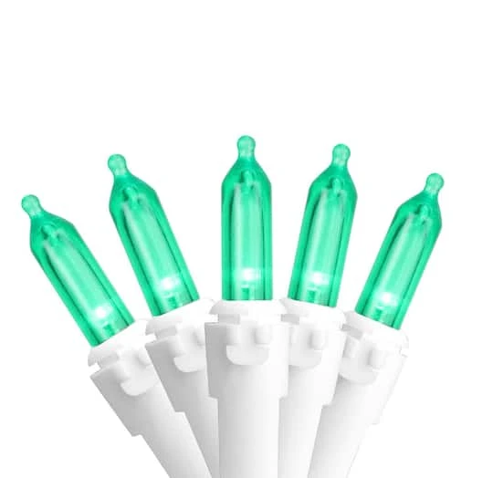 Northlight 100ct. LED Mini Christmas Lights With White Wire Green 4 Northlight 100ct. LED Mini Christmas Lights With White Wire Green - Image 2